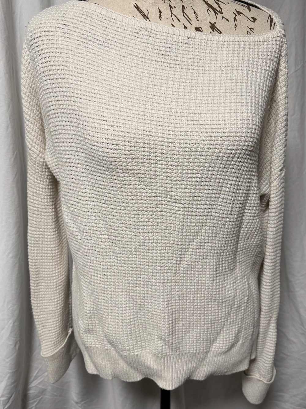EXPRESS Cream Waffle Knit Slouchy Boatneck Sweater XS